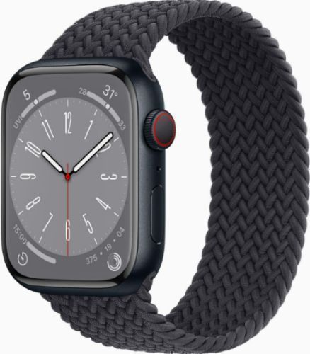 Apple Watch Series 8 / 32GB / Very Good · 80% / Midnight-Aluminum-Braided Solo Loop Band-Midnight