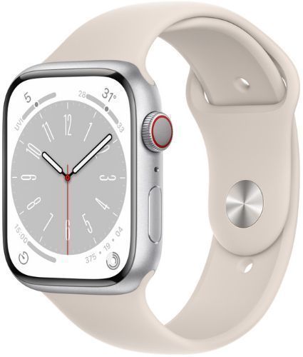 Apple Watch Series 8 - 32GB - GPS - 45mm - Silver - Aluminum - Starlight - Sport Band - Rubber - Good