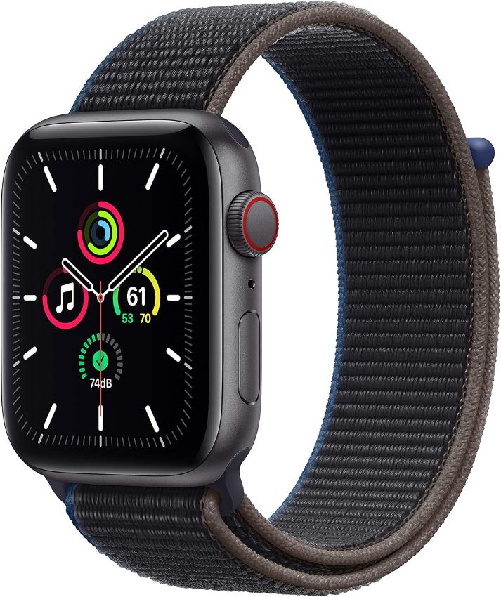 Apple Watch SE 1st Gen (2020) - 32GB - GPS - 44mm - Space Grey - Aluminum - Charcoal - Sport Loop Band - Rubber - Good