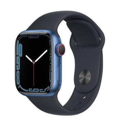 Apple  Watch Series 7 - 32GB - GPS - 41mm - Blue - Aluminum - Midnight - Sport Band - Rubber - Good