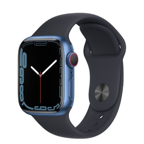 Apple  Watch Series 7 - 32GB - GPS - 41mm - Blue - Aluminum - Midnight - Sport Band - Rubber - Good