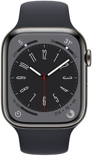Apple  Watch Series 8 - 32GB - GPS - 41mm - Graphite - Stainless Steel - Midnight - Sport Band - Rubber - Good