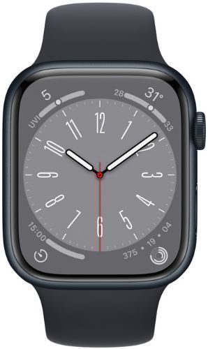 Apple  Watch Series 8 - 32GB - GPS - 45mm - Midnight - Aluminum - Midnight - Sport Band - Rubber - Excellent