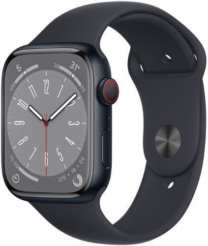 Apple  Watch Series 8 - 32GB - GPS - 45mm - Midnight - Aluminum - Midnight - Sport Band - Rubber - Excellent