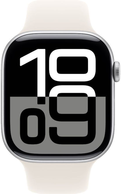 Apple Watch Series 10 / 64GB / Very Good · 80% / Silver-Aluminum-Sport Band-Starlight