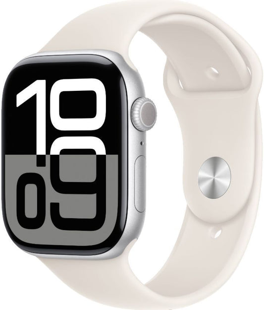 Apple Watch Series 10 / 64GB / Battery 80% / Silver-Aluminum-Sport Band-Starlight