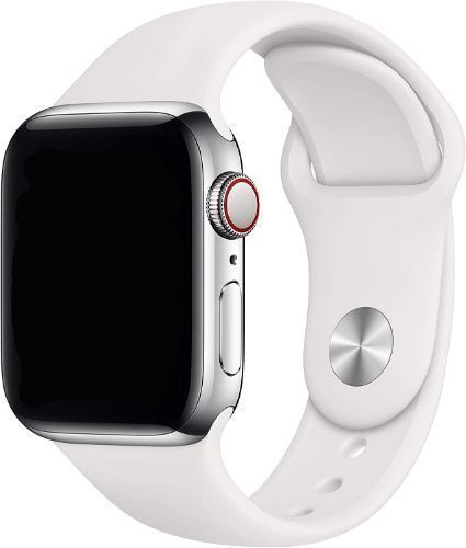 Apple Watch Series 7 / 32GB / Battery 80% / Silver-Aluminum-Sport Band-White