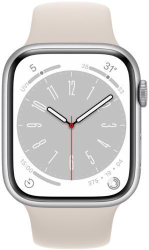 Apple  Watch Series 8 - 32GB - GPS - 45mm - Silver - Aluminum - Starlight - Sport Band - Rubber - Good
