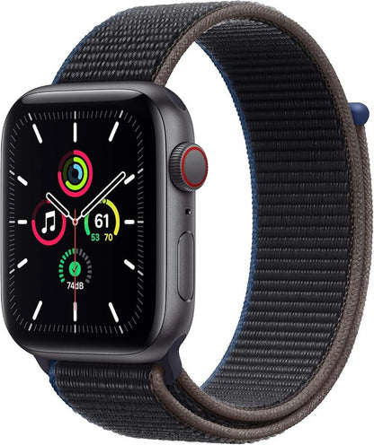 Apple  Watch SE 1st Gen (2020) - 32GB - GPS - 44mm - Space Grey - Aluminum - Charcoal - Sport Loop Band - Rubber - Good