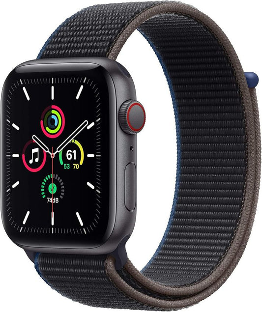 Apple  Watch SE 1st Gen (2020) - 32GB - GPS - 44mm - Space Grey - Aluminum - Charcoal - Sport Loop Band - Rubber - Good