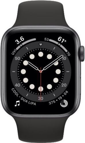 Apple  Watch Series 6 - 32GB - GPS - 44mm - Space Grey - Aluminum - Black - Sport Band - Rubber - Good