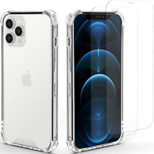 NZcloud 3 in 1 Combo Screen Protector x 2 & Clear Phone Case for iPhone 13 Mini - Clear - Brand New